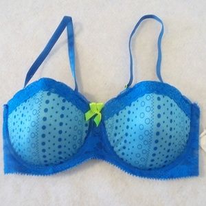 Blk Fuchsia 34D Blue Underwire Padded Bra NWT